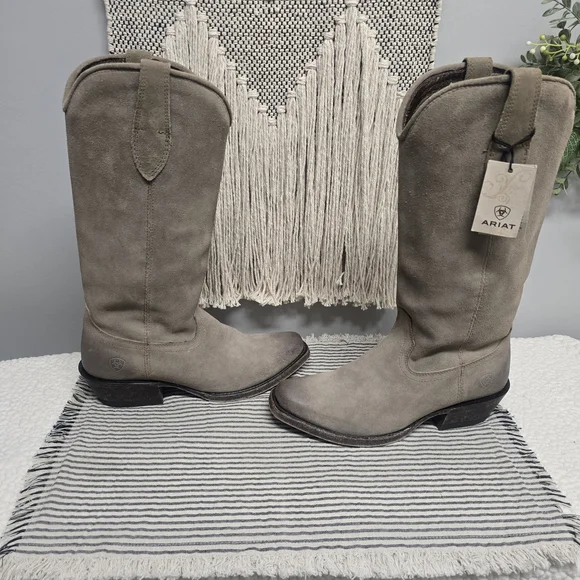 Ariat Taupe Suede Western Boots - Picture 5 of 7